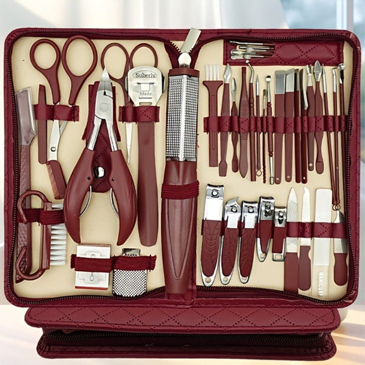 Professional Manicure Pedicure Kit 42 Piece Stainless Steel Nail Set with Portable Travel Case – Nail Scissors Cuticle Nipper Ingrown Toenail Tools for Men Women Home Salon, Nail Care Gift Set