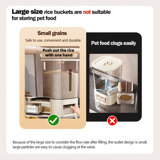 Airtight Rice Container with Measuring Cup | Large Capacity Moisture-Proof Rice Dispenser for Rice, Grains, Flour, Pet Food – BPA-Free Kitchen Food Storage