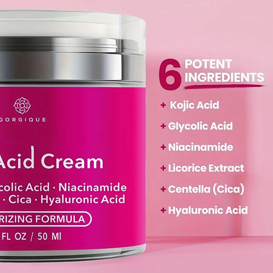 Face Cream Kojic Acid and Hyaluronic Acid 50ml Formula in One-Jar or Two-Jar Pack Options for AM and PM Use
