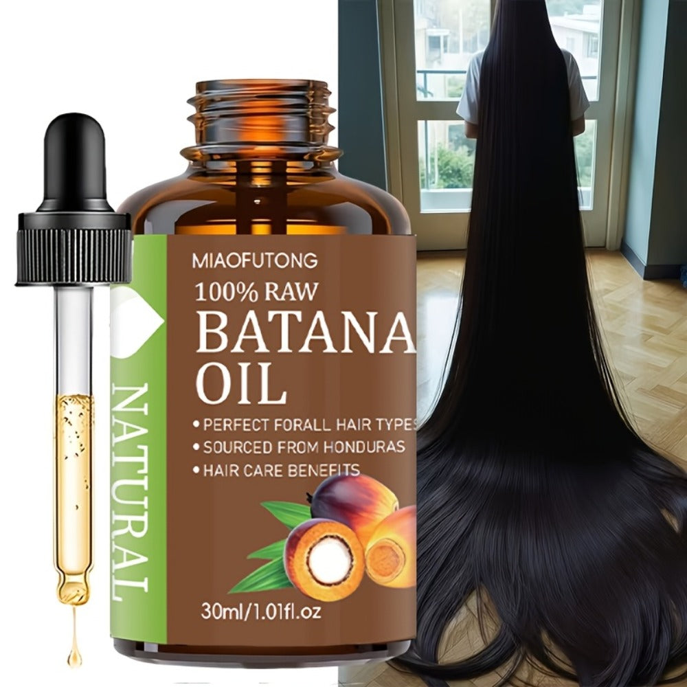 Hair Oil MIAOFUTONG Batana 30ml Amber Dropper Bottle with 1.01fl oz Label for Hair and Scalp Application