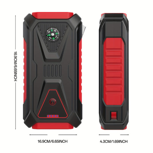 5000A Peak Jump Starter - 12V Portable Car Battery Starter with LED Flashlight, SOS Light, Safety Hammer & Compass | Gas & Diesel Engines, RV