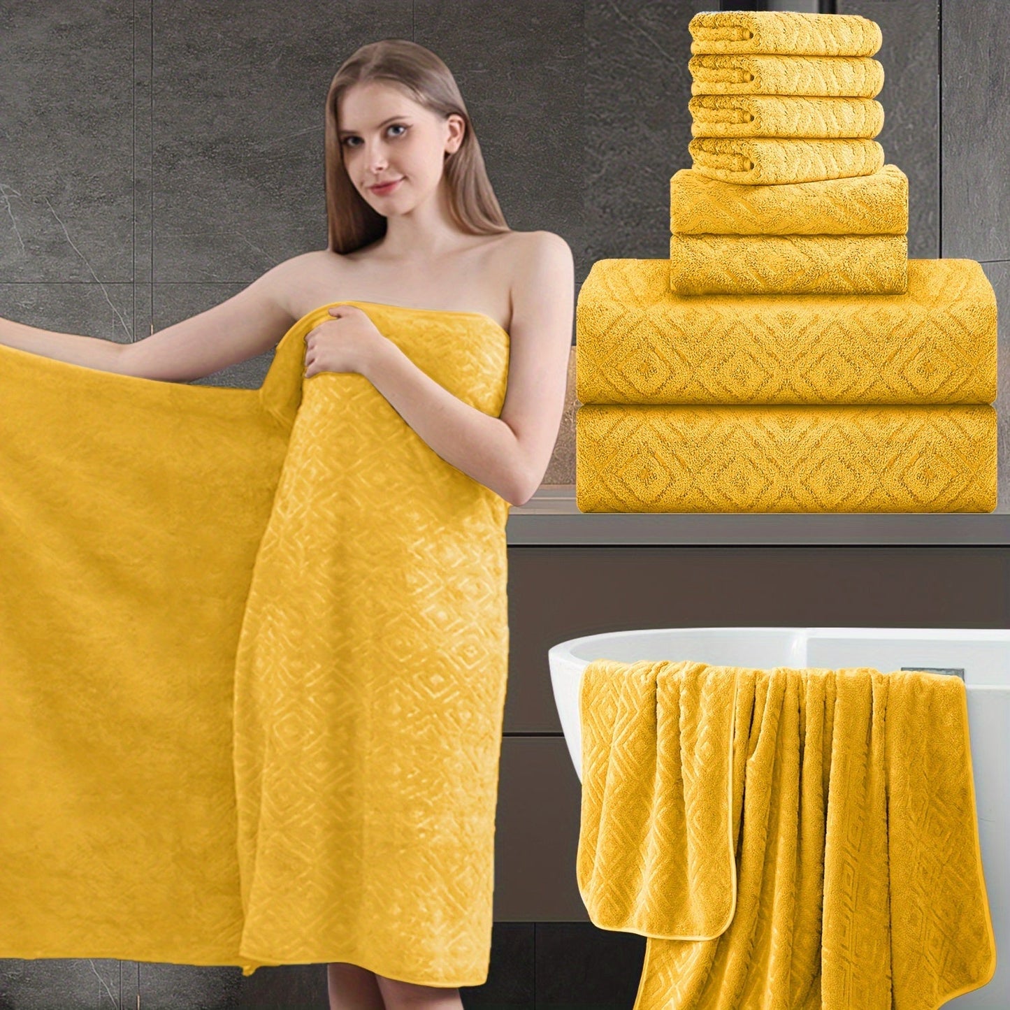 700GSM Bath Towel Set 8 Piece Extra Large Ultra Soft Thick - Highly Absorbent Quick Dry | 2 Oversized Bath Towels 2 Hand Towels 4 Washcloths | 16 Colors | Bathroom Hotel Gym Spa Adult Gift Set