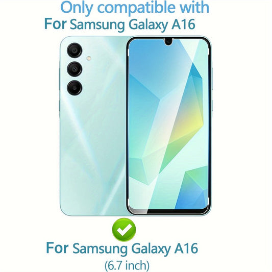 Screen Protector, 3-Piece Clear Tempered Glass Set for Samsung Galaxy A16 5G with Cleaning and Installation Accessories