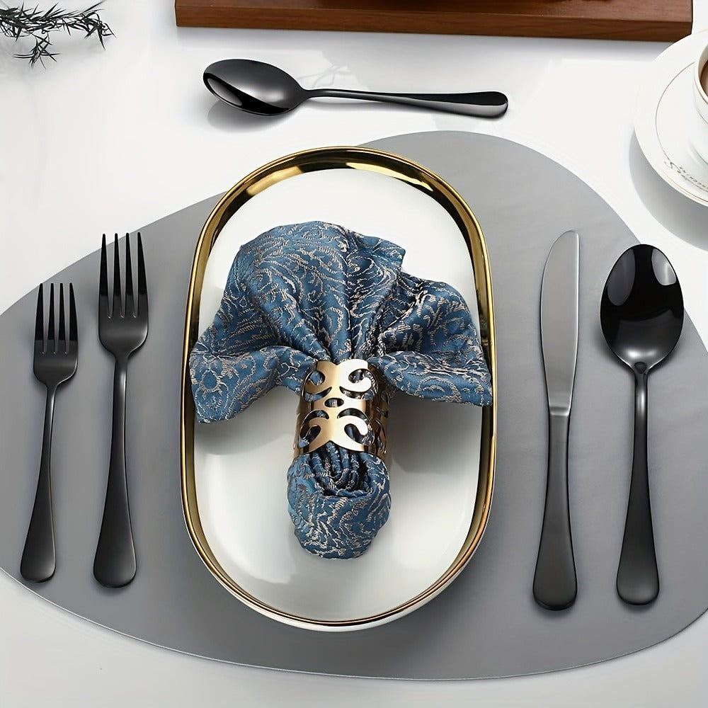 Thirty-Piece Gold-Tone Flatware Set for Six with Five-Piece Place Settings and Fitted Presentation Case