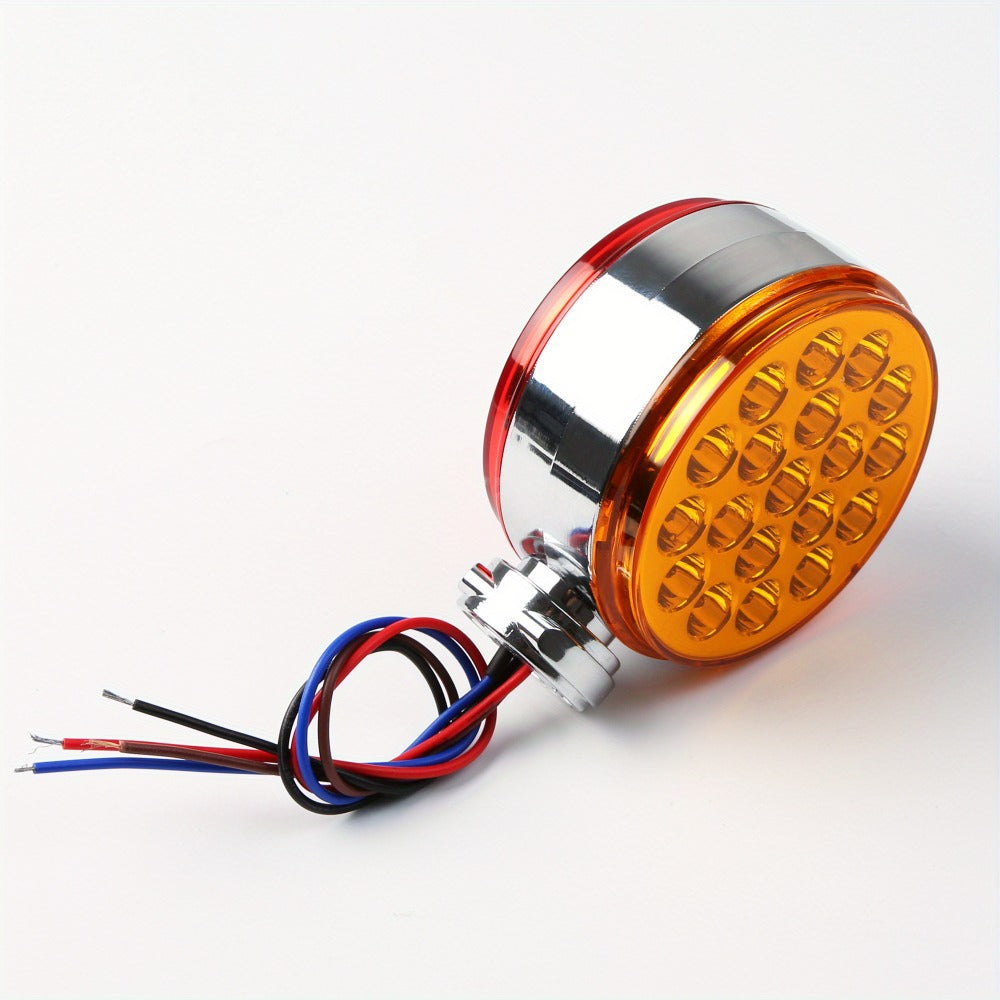 Truck Pedestal Lights Kit 4 Pack - 2pcs 4 Inch Round Double Face LED Turn Signal Lights 38-LED & 2pcs 3 Inch Round Double Face LED Marker Lights, Universal Trailer Semi Truck