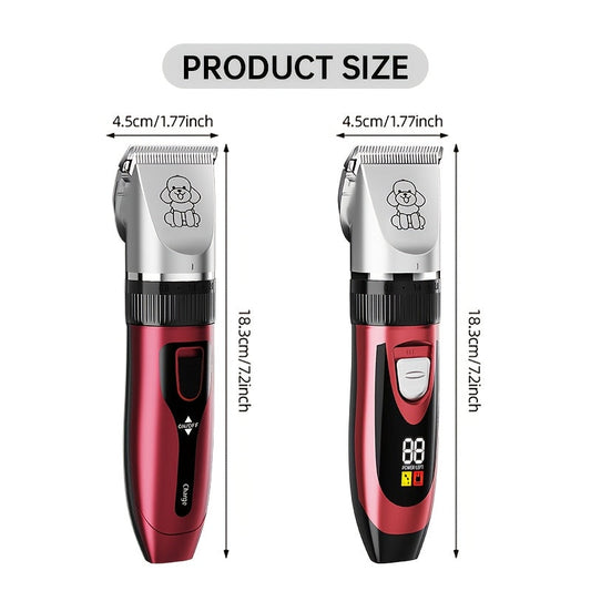 Pet Hair Clipper, USB-Rechargeable Cordless Trimmer with Adjustable Comb and Four Package Options