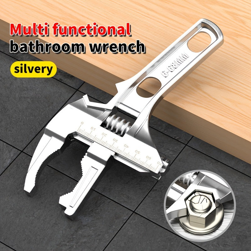 Adjustable Double-Ended Bathroom Wrench for Sink, Faucet and Pipe Work in Black or Silver Finish
