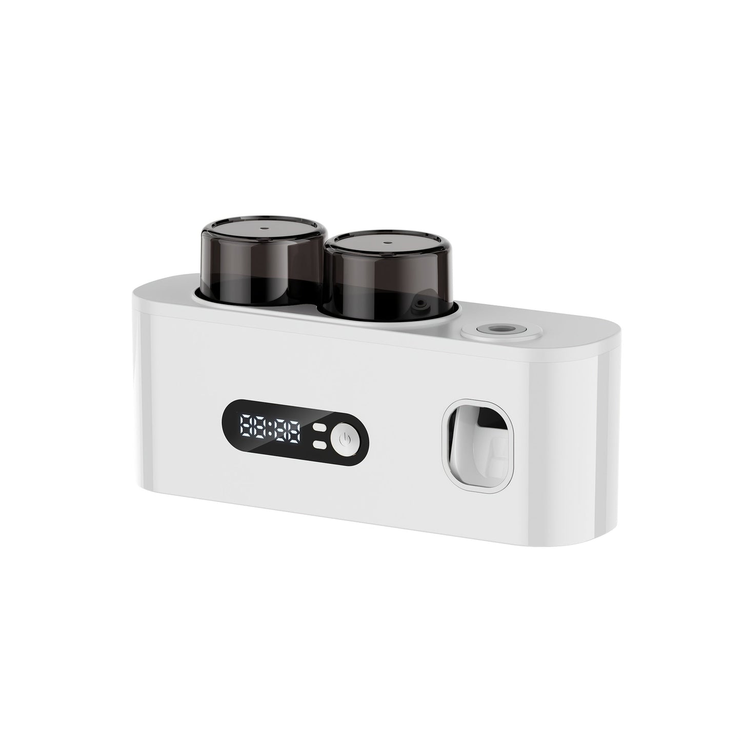 Five-Slot Wall-Mounted Toothbrush Holder with Two Cups, Toothpaste Dispenser and Digital Display