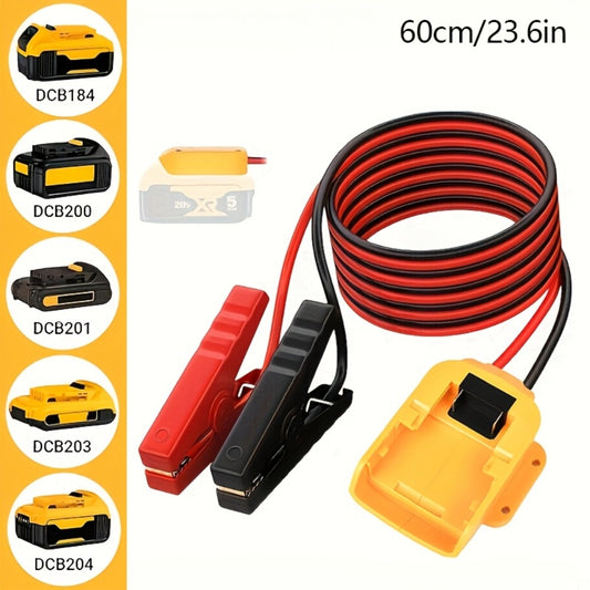 Jump Starter Cable Adapter for DeWalt 18V 20V DCB Battery Portable Car Battery Jump Start Connector ABS Housing - Yellow & Red (Battery & Cables Not Included)