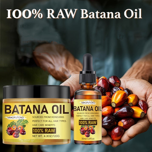 Batana Oil for Hair Growth 2pcs Set Natural Honduran Hair Treatment Oil Moisturizing Strengthening Shine-Boosting Scalp Nourishment Repairs Dry Damaged Hair Promotes Fuller Healthier Hair Women Men