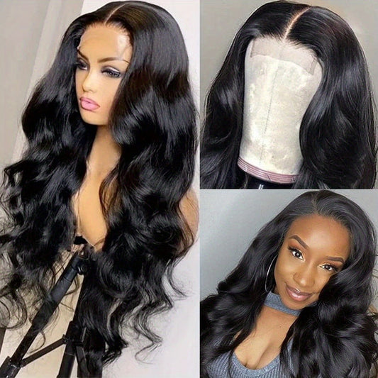 Body Wave Lace Front Wig Human Hair Glueless 4x4x1 Lace Closure — Pre Plucked with Baby Hair Natural Hairline Natural Color for Black Women 14 16 18 20 22 24 Inch