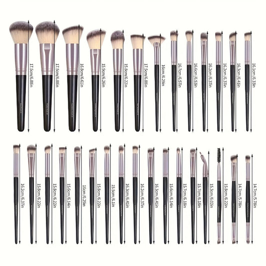 Makeup Brush Set 30PCS Soft Hypoallergenic Nylon Bristles - Foundation Blush Eyeshadow Contour Highlight Brow Lip Concealer Brushes with Storage Pouch - Beginner & Pro Beauty Kit Gift for Women