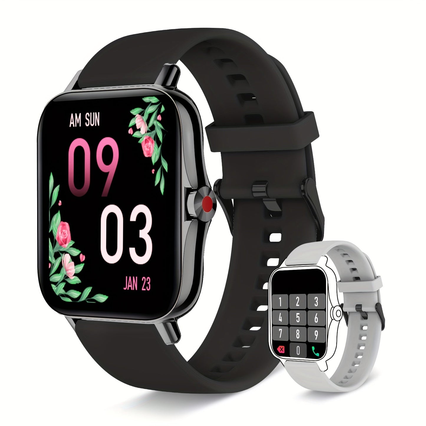 Women's Smartwatch with Voice Assistant, Message Alerts, Sport Modes and Dual Silicone Straps