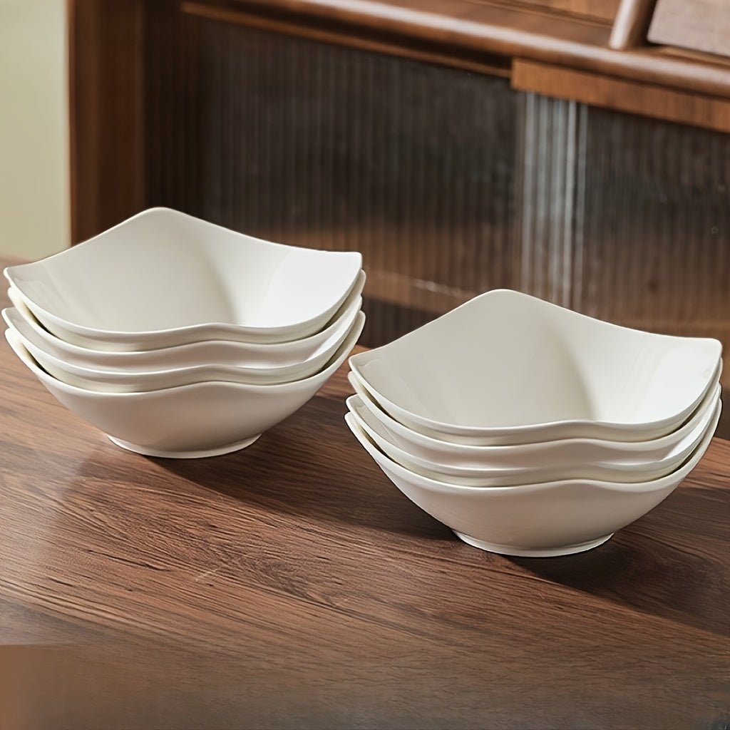 White Bowl and Plate Set in 4-, 8- or 16-Piece Configurations for Picnics, Parties and Everyday Serving