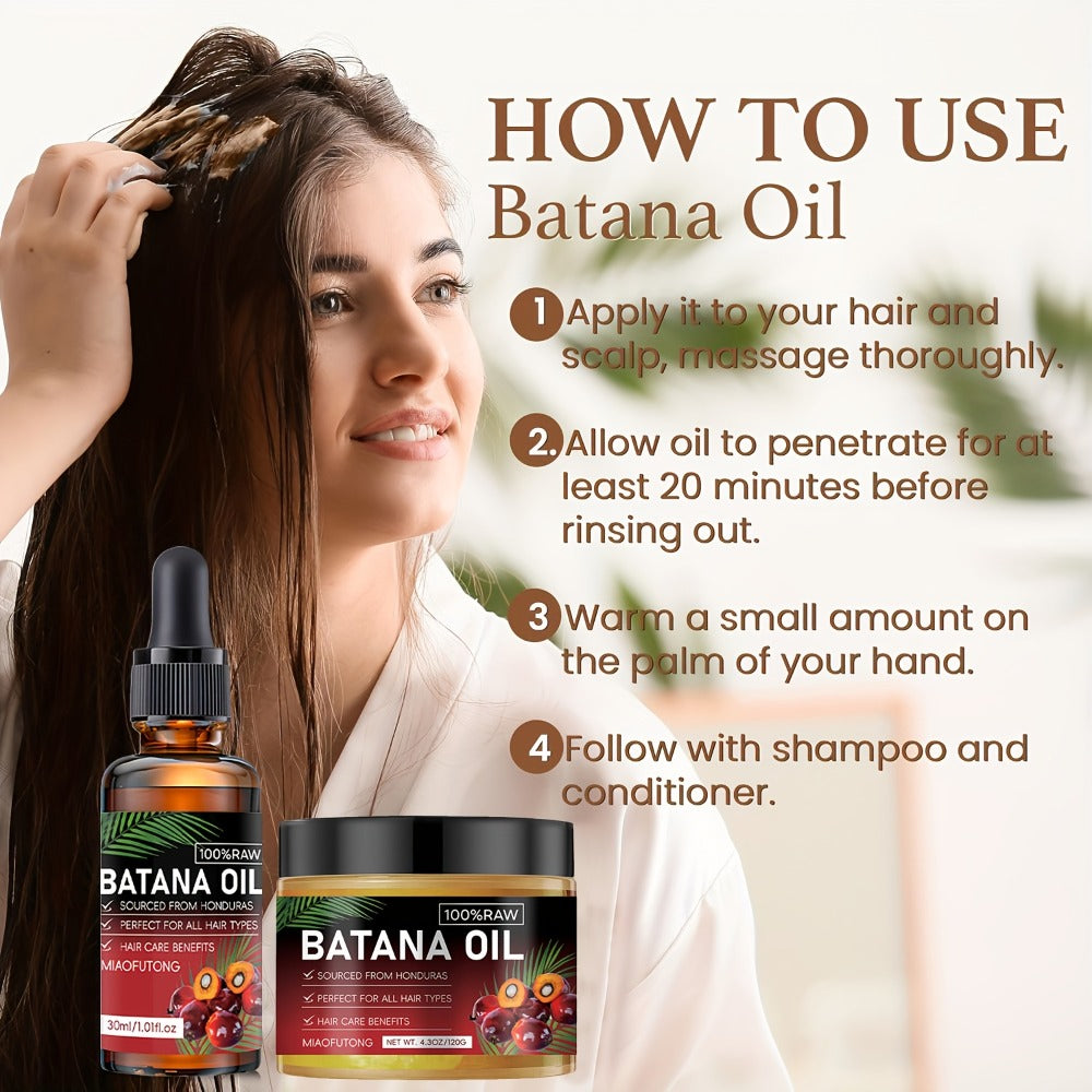 Two-Pack Pure Honduran Batana Hair Oil Set for Daily Scalp and Dry Hair Care Routines at Home