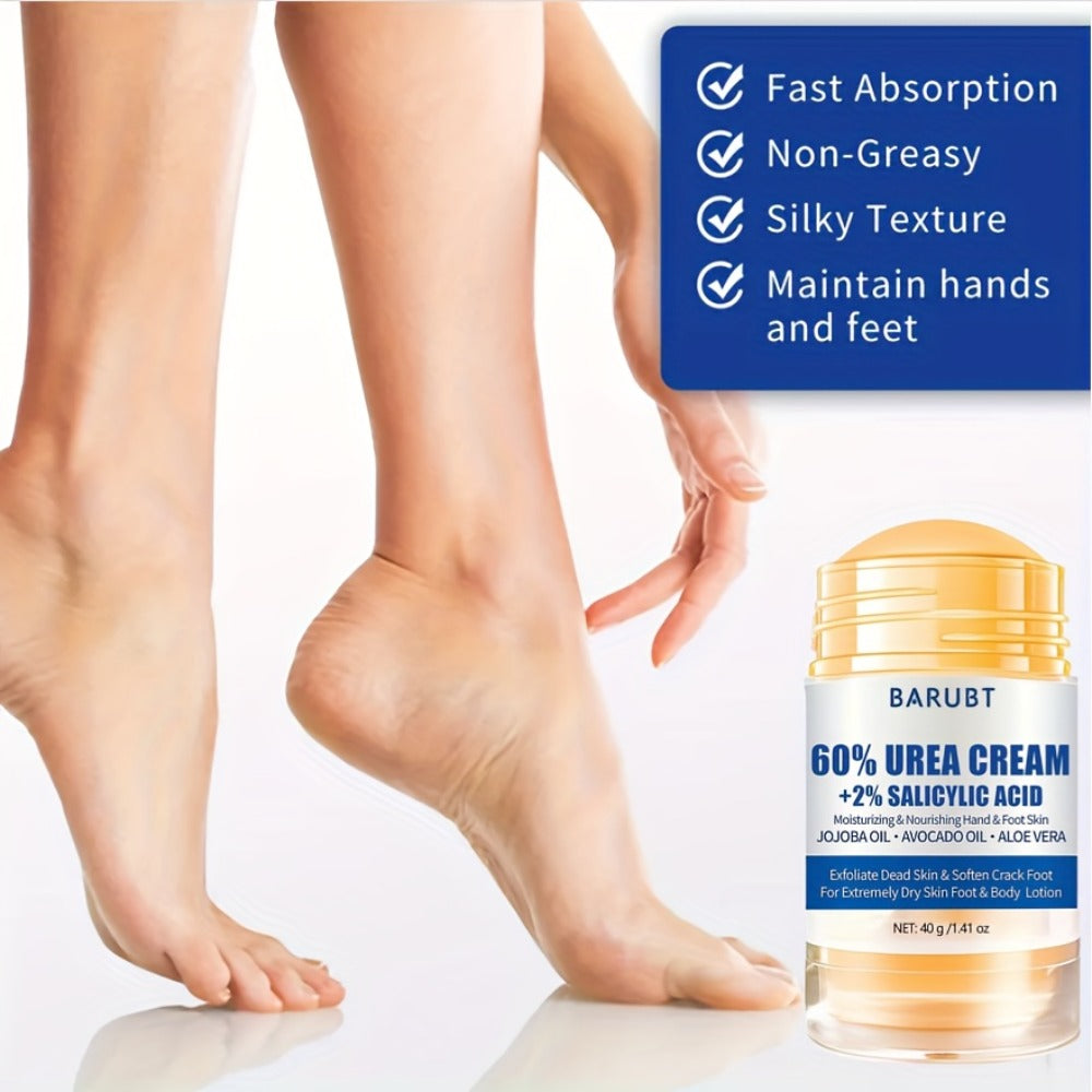 Two-Piece 40g Roll-On Foot Cream Set for Feet with 60% Urea and 2% Salicylic Acid Labeling