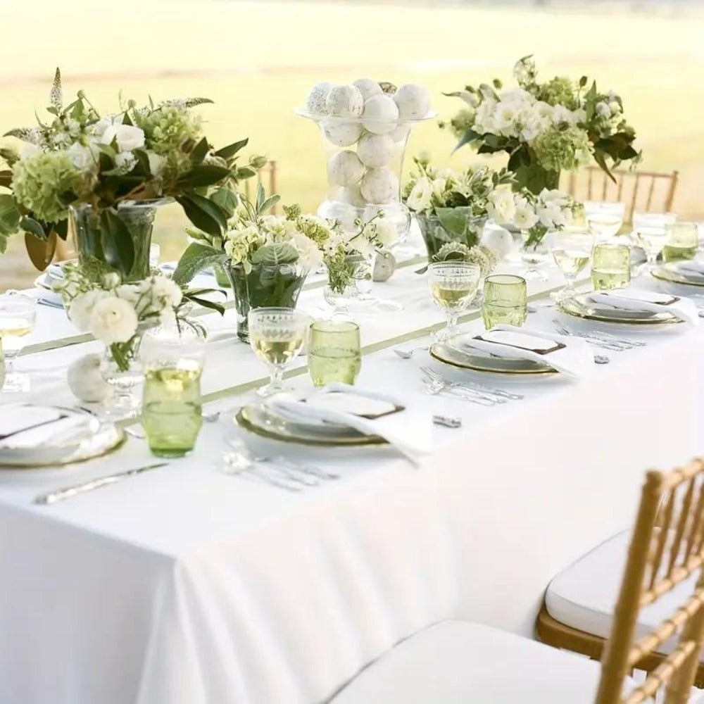 White Rectangular Tablecloth Set with Ten 60 x 102-Inch Covers for Banquet and Party Tables