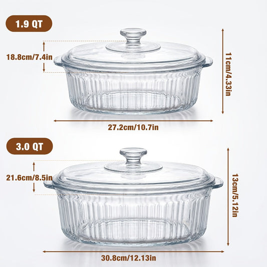 Borosilicate Glass Baking Dish with Lid 96oz – Oval Casserole Pan Microwave Oven Fridge Safe | Multi-Use for Baking, Meal Prep, Grilled Fish, Salad & Food Serving | Kitchen Bakeware with Cover