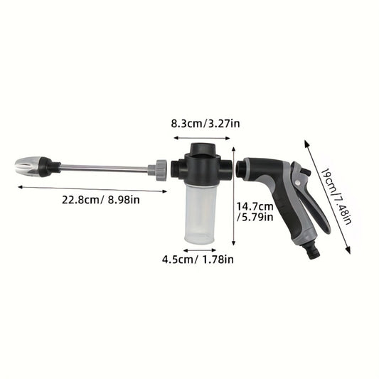 High Pressure Car Wash Gun with Long Extension Rod – Adjustable Spray Nozzle, Leak-Proof Connector, Fits Garden Hose – Car Truck RV & Garden Cleaning Wand