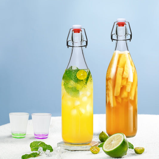 Flip Top Glass Bottles with Stopper 16oz | Airtight Swing Top Bottle for Kombucha, Juice, Vinegar, Honey, Vanilla Extract – Kitchen Storage Set
