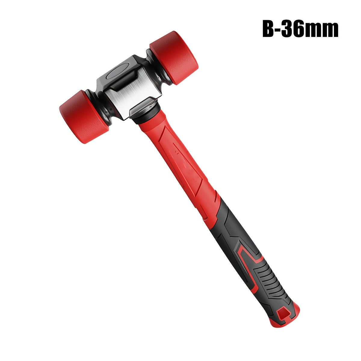 Double-Head Rubber Mallet with Red Grip and A-27 mm or B-36 mm Head Options for Flooring and Craft Work