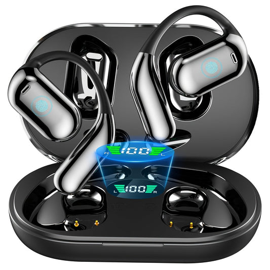 Wireless Earbuds Eloriorz Open-Ear Hooks with Bluetooth 5.3, 100-Hour Standby and LED Display