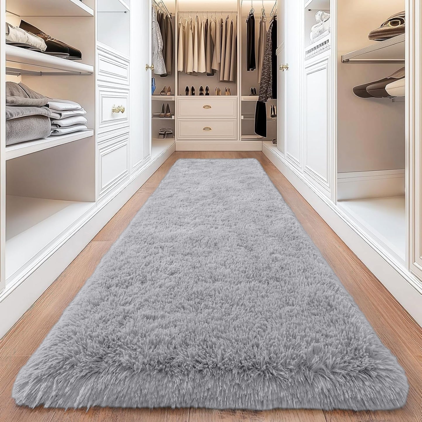 Area Rug, 4x6 Foot Shaggy Faux-Fur Indoor Carpet in Five Solid Colors with Machine-Wash Care