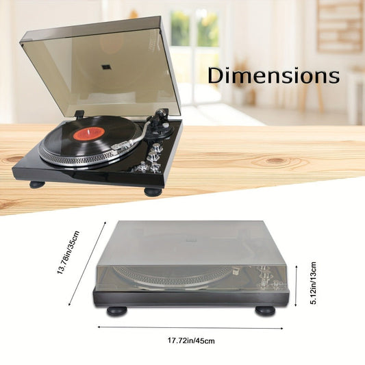 Vintage Belt-Driven Record Player Turntable for Vinyl Records, Built-in Phono Preamp, 33/45 RPM, Aluminum Platter, RCA Output, Piano High Gloss Black, LP Vinyl Player for Home Audio