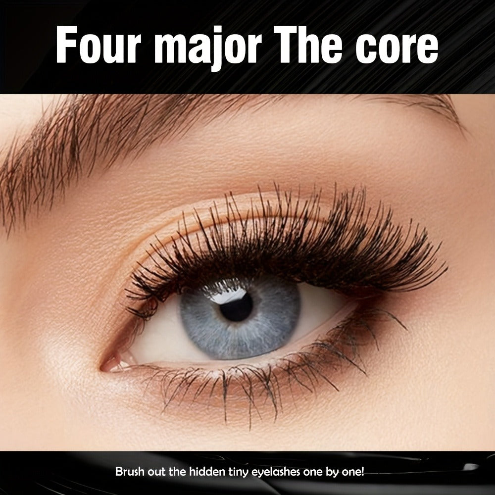 Black Mascara Three-Piece Set in Tall Silver Crystal-Pattern Tubes with Straight Black Bristle Wands