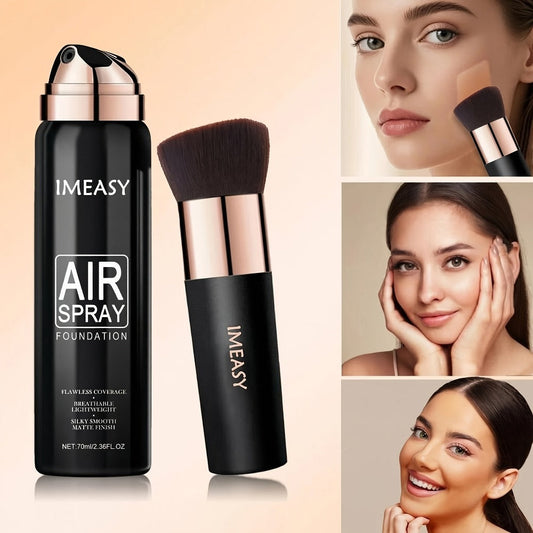 Liquid Foundation with Brush 3 Shades Natural Concealer Buildable Light to Medium Coverage Smooth Skin-Like Finish Air Spray Formula for All Skin Types Everyday Wear & Special Occasions