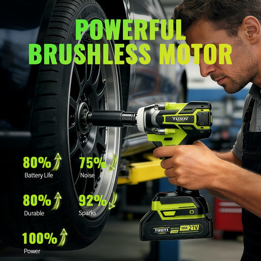 Cordless Impact Wrench Brushless Motor 3-in-1 High Torque – Rechargeable Battery, Lightweight Design, Variable Speed, for Car Repair, Auto Mechanic, Construction, Workshop & Household Maintenance – Multiple Battery & Accessory Configurations