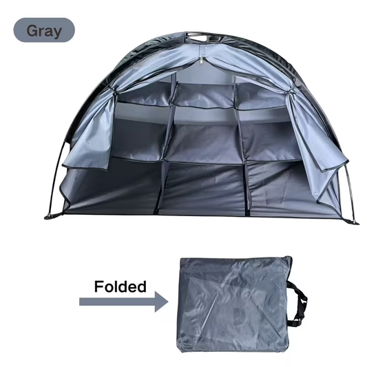 Camping Tent Organizer 9-Shelf with Zippered Flap — Hanging Storage Rack for Shoes, Gear & Dining, Fits Most Tents, Brown & Gray