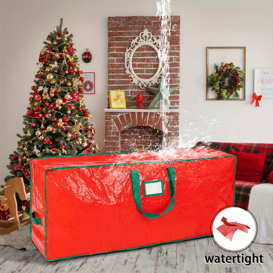 Christmas Tree Storage Bag 7.5ft – Heavy Duty Extra Large Artificial Xmas Tree Bag with Reinforced Handles, Dual Zippers & Wide Opening for Easy Storage, Red