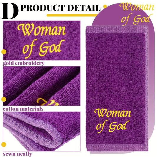 Church Handkerchiefs 6 Pack Pastor Towels Clergy Hand Towels Woman of God Woven Oblong Wash Cloths Religious Gift for Men Women Purple Solid Pattern