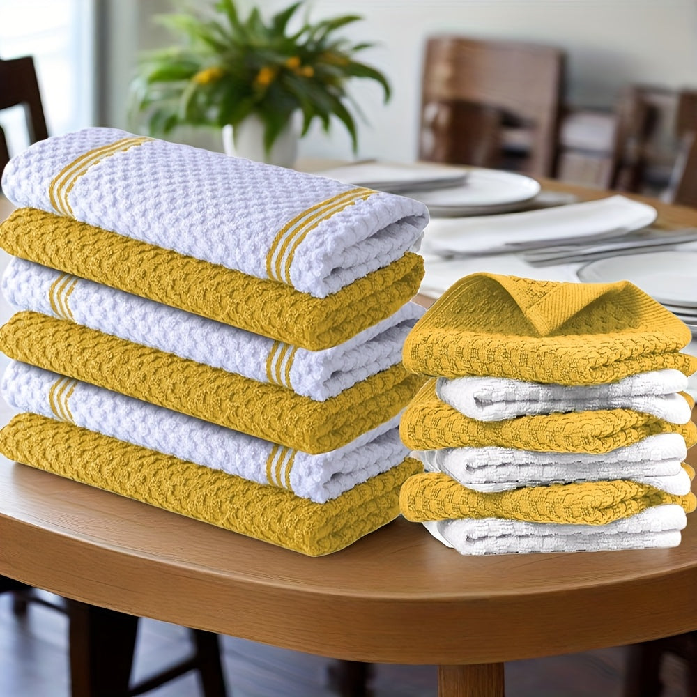 Twelve-Piece Cotton Kitchen Towel Set with Six 15 x 25-Inch Hand Towels and Six 12 x 12-Inch Washcloths