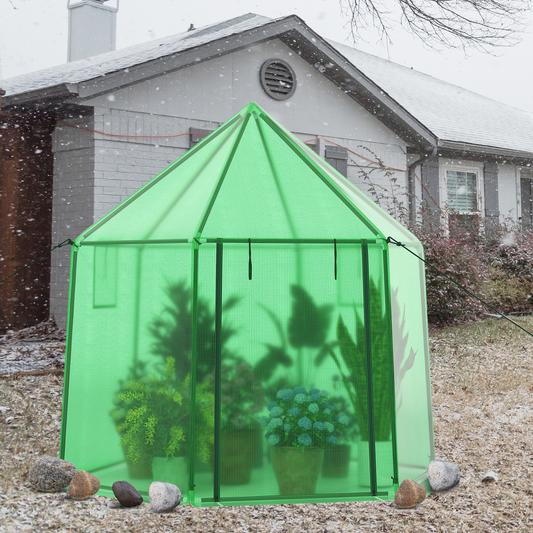 Walk-In Greenhouse All-Weather PE Cover & Rust-Resistant Frame | Zippered Door Vent Windows | Heavy-Duty Outdoor Plant Shelter for Garden Yard Balcony