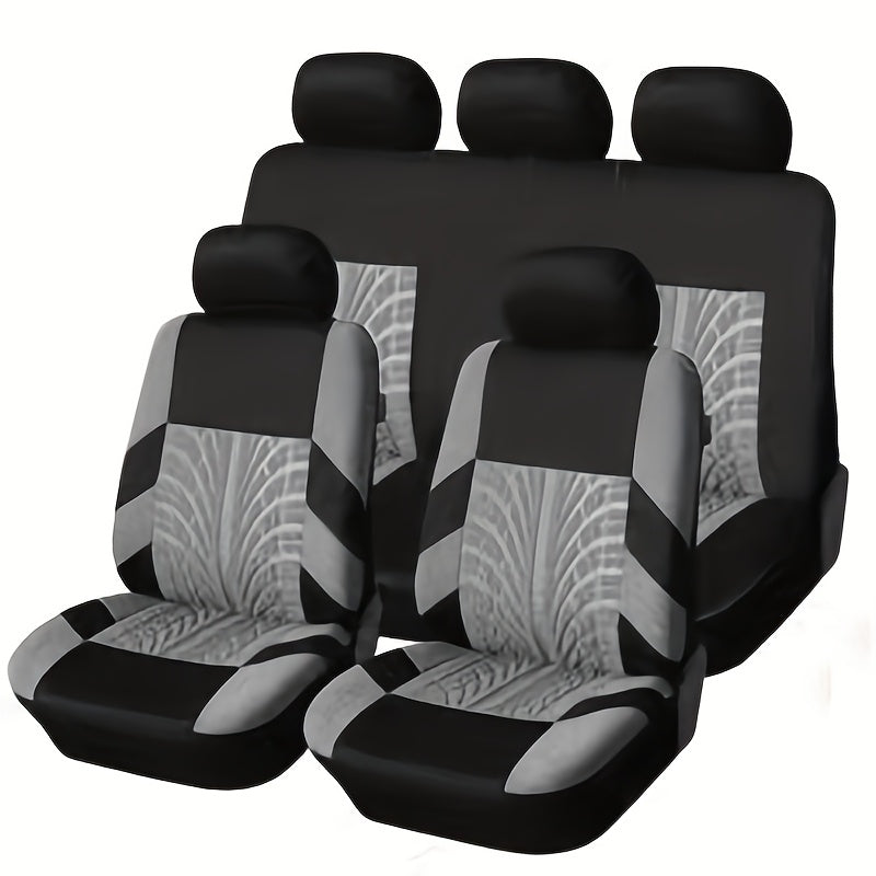 Car Seat Covers 5-Seat Tire-Track Full-Enclosure Design in Breathable Polyester and Eighteen Colors