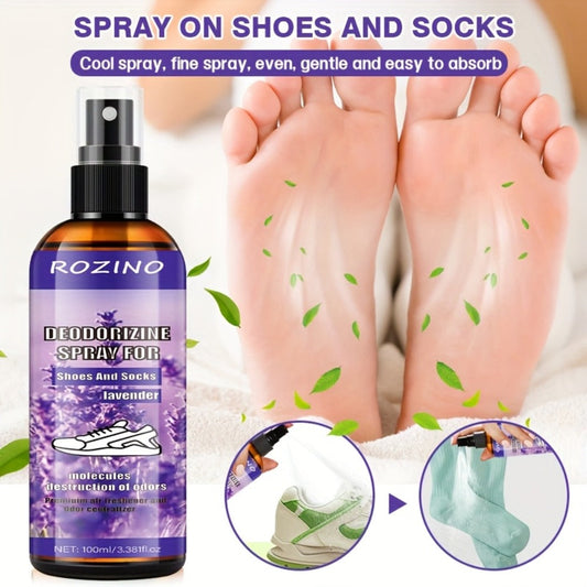 Foot Deodorizer Spray for Feet Socks & Shoes – Lavender Scent, Fast-Drying Odor Control, Glycerin Formula, Allergy-Friendly, 3.38 fl oz, Set of 2