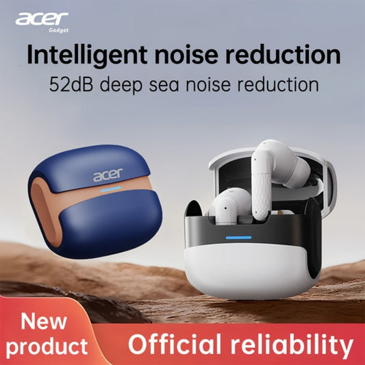 ANC Wireless Earbuds Acer Official TWS In-Ear Active Noise Cancellation Spatial Audio Low Latency Gaming Mode HD Calls Long Battery Life Sports Driving Earphones Navy Blue White
