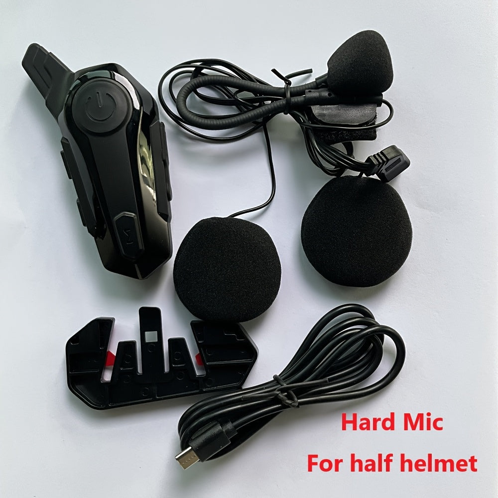 Motorcycle Helmet Bluetooth Intercom Headset – Wireless Real-Time 2-Rider Communication, Compatible with Full Face, 3/4 & Open Face Helmets, Hard Mic & Soft Mic Included, X1 Pro Max