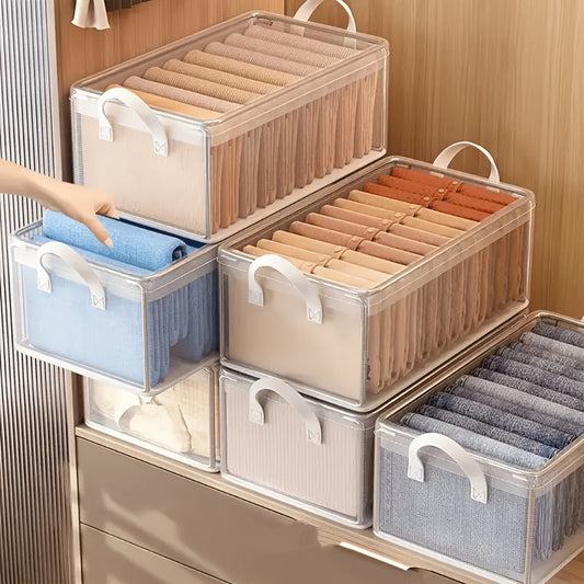 6pcs Foldable Storage Box with Steel Frame – Transparent PVC Stackable Organizer for Clothes, Blankets & Cosmetics | Waterproof Under Bed Storage