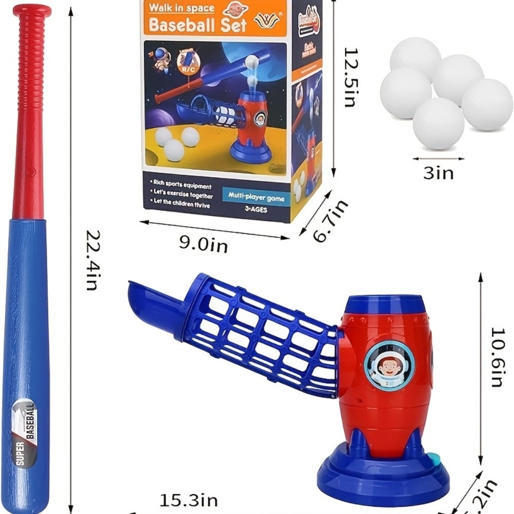 Kids Automatic Baseball Pitching Machine Toy Set – Fully Automatic Children's Baseball Trainer with Bat, Ball Machine & 10 Balls | Sports Training Gift for Boys and Girls