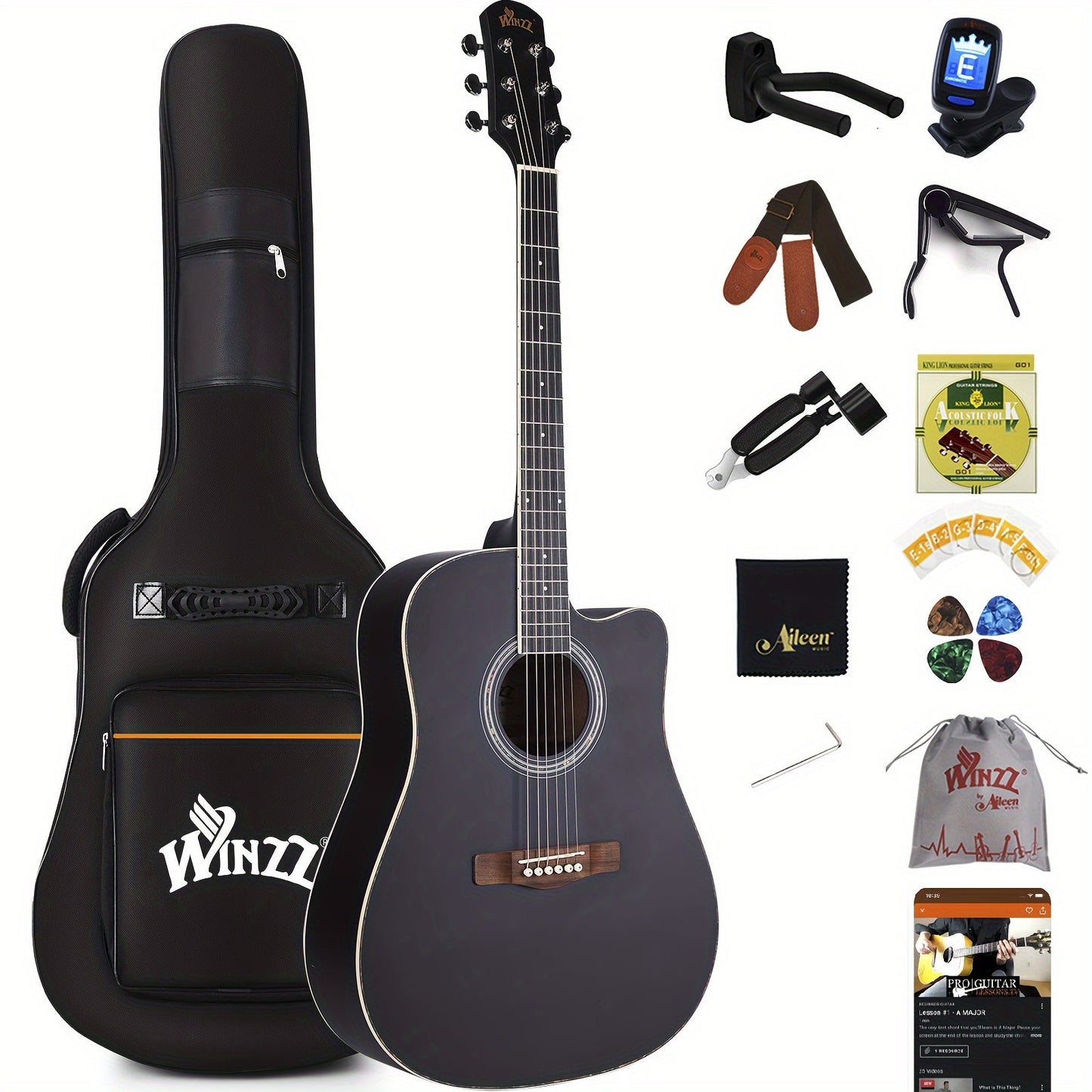 Acoustic Guitar shown in the BLACK option