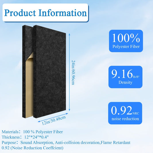 Acoustic Wall Panel, 12pcs, 6/12pcs for Reducing Room Reflections In Recording detail image