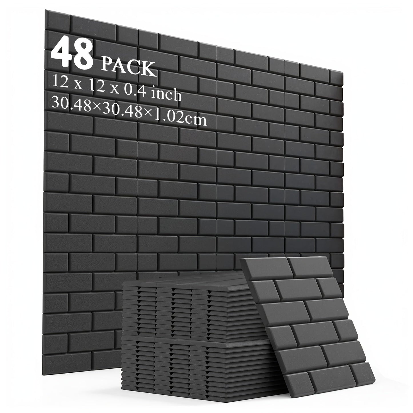Acoustic Wall Panel shown in the Wall Tile Soundproof Panel 30L1H Black 48 option
