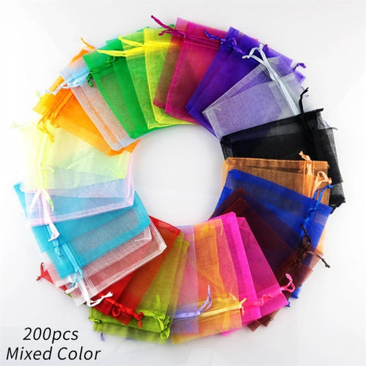 Organza Gift Bags 200pcs Drawstring Mesh Party Favor Bags Jewelry Pouches Wedding Christmas Candy Bags