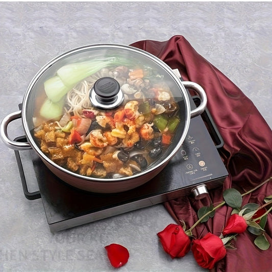 Nonstick Stock Pot with Lid 10 Inch Stone Derived Coating Iron Core Even Heating Induction Compatible Soup Pot for Stewing Boiling Family Dinners