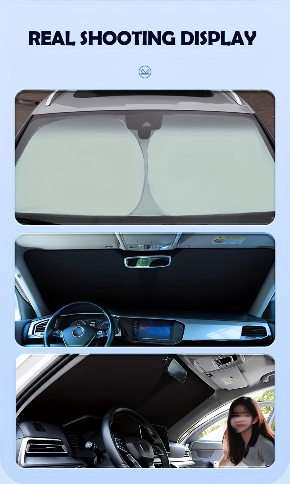 Car Windshield Sun Shade - Foldable Front Window UV Protection Sunshade Blocker, Heat Reflector Visor for Car Interior Cooling, Universal Fit Large Size Dashboard Protector