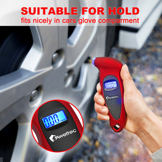 Digital Tire Pressure Gauge 2-Pack 150 PSI - Backlit LCD, 4 Modes PSI/Bar/KPA/Kgf, Non-Slip Grip for Car, Truck, Motorcycle & Bicycle