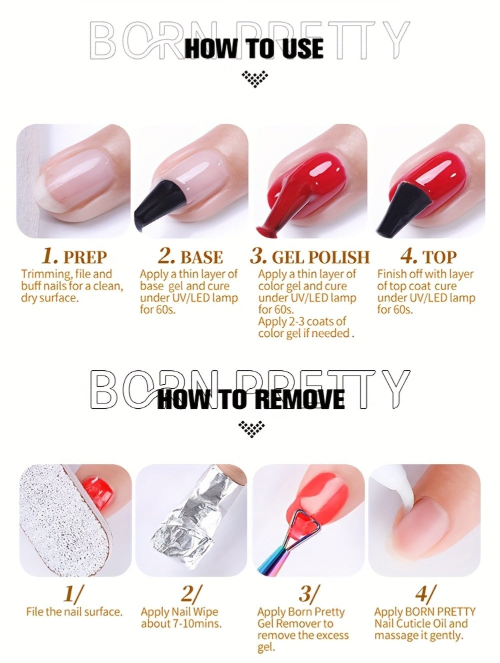 Gel Nail Polish – Snow Jelly Shimmer 2pcs BORN PRETTY Semi-Permanent Soak-Off LED UV Gel Varnish Nude Pink White Glitter Long-Lasting…